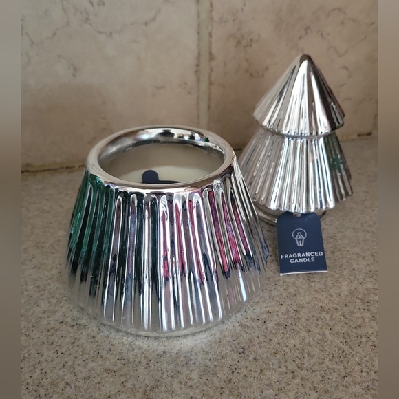 New sds for HD fragrance Candle whispering Woods silver tree Mercury Glass Chris - Picture 4 of 6